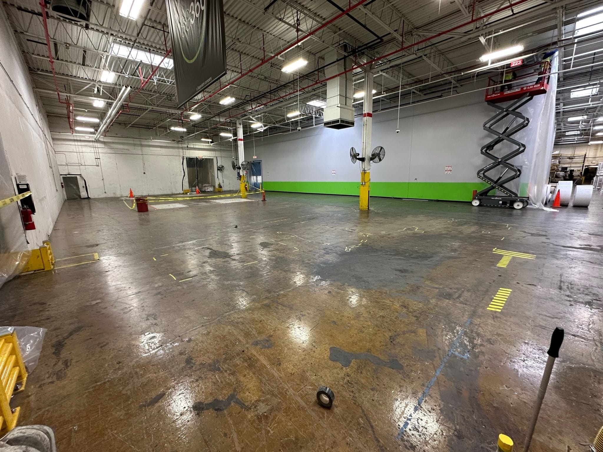 warehouse floor before machine install