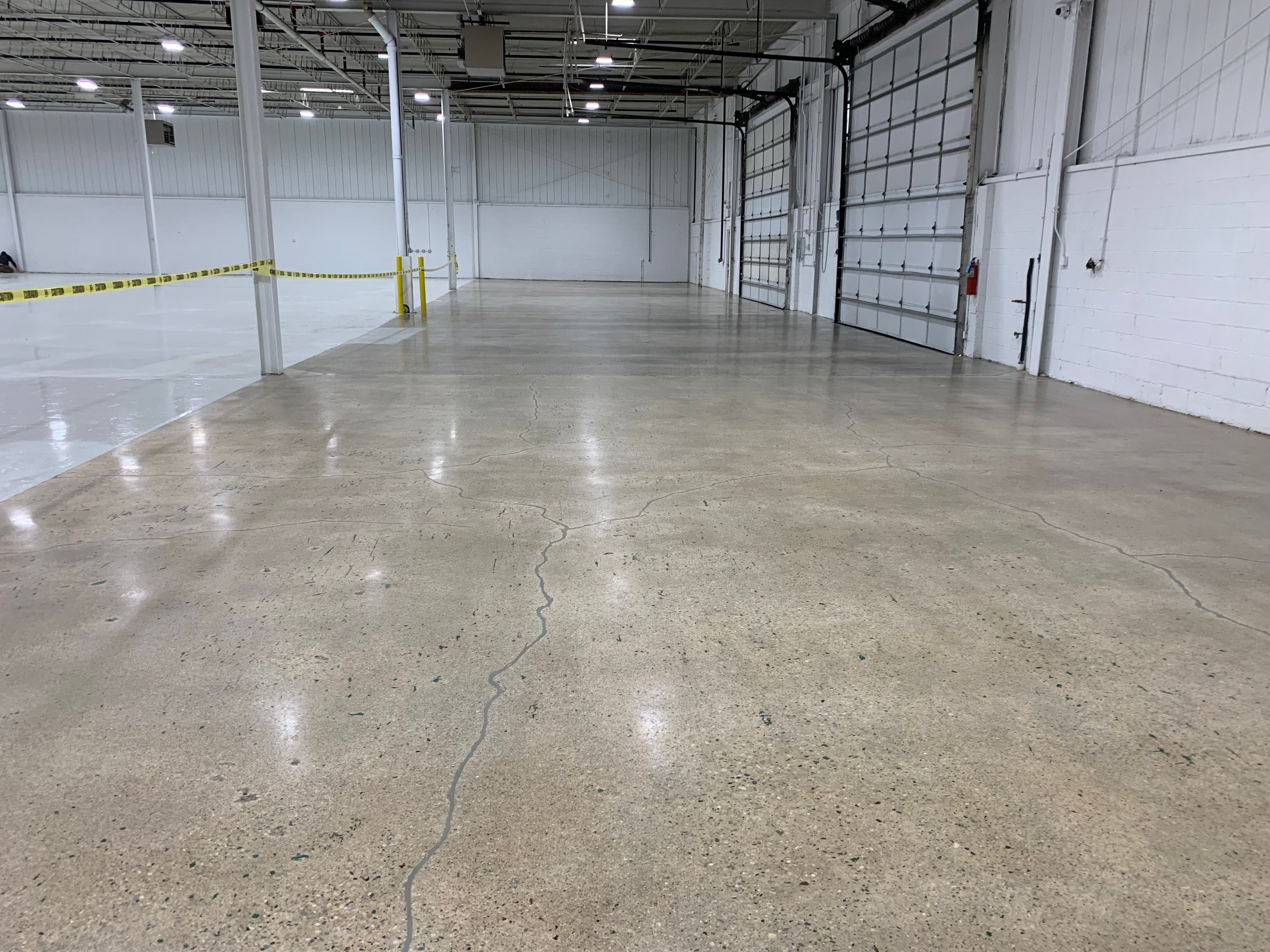 concrete polish in warehouse