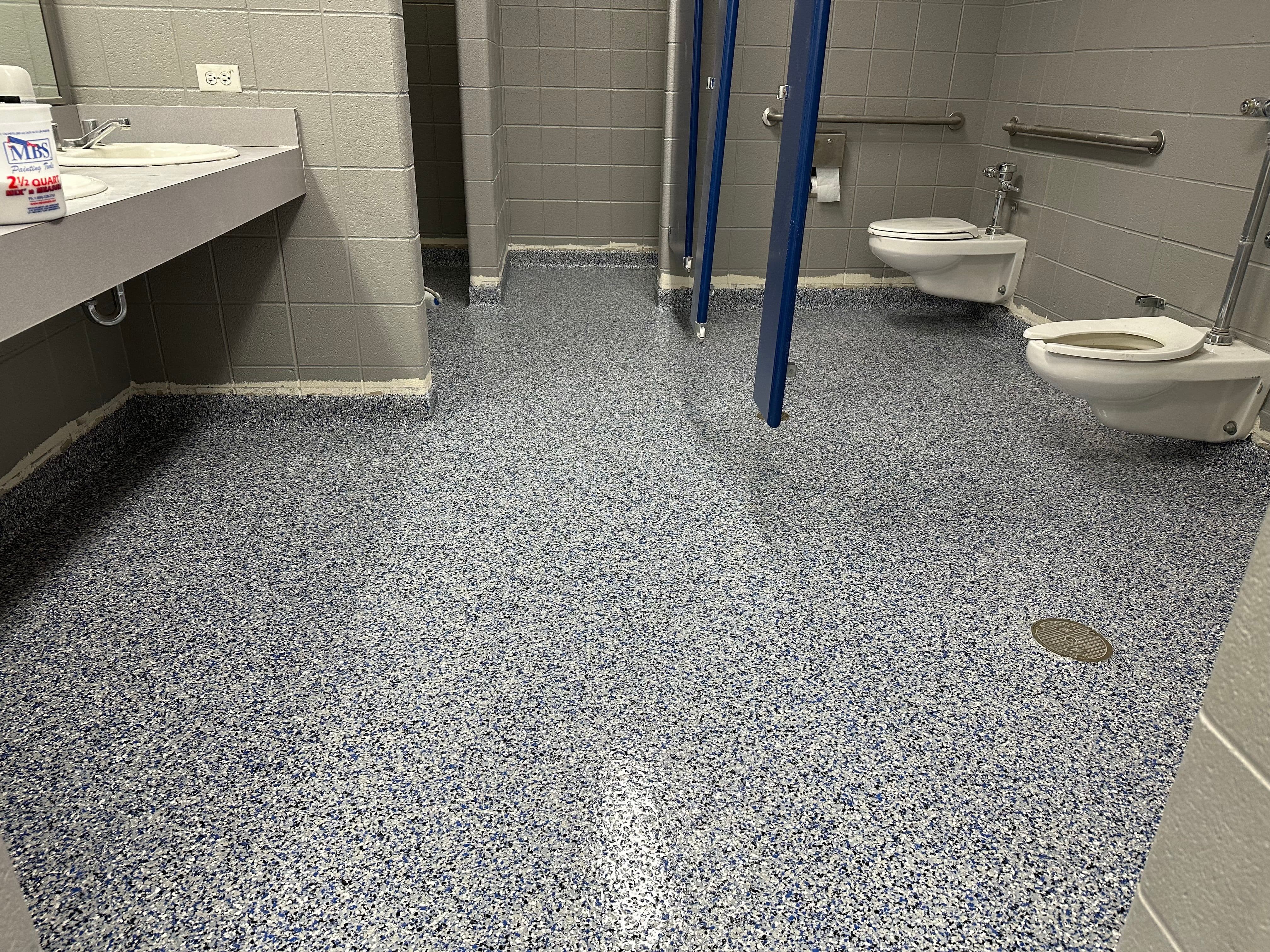 full flake epoxy floor for the bathroom